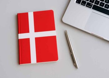 Flag og laptop
